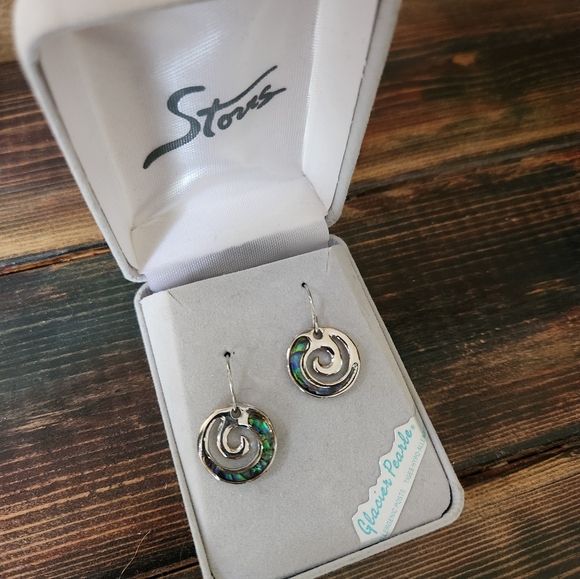 Abalone Silver Earrings New In Box - Picture 2 of 3